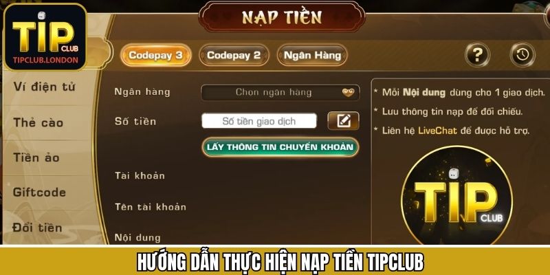 Bật mí quy trình nạp tiền TipClub chi tiết và đầy đủ nhất